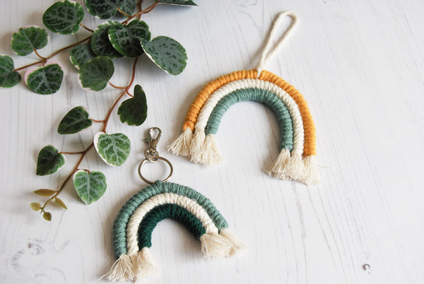 Load image into Gallery viewer, Handmade Macrame Rainbow Wall Hangings and Mini Keyrings