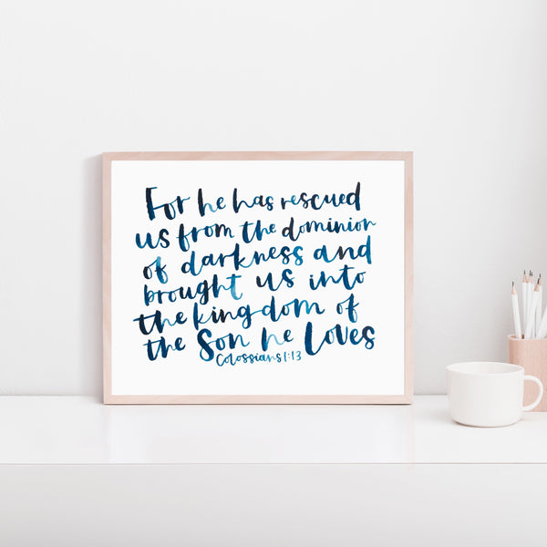 Load image into Gallery viewer, For he has rescued us... Colossians 1:13 *Unframed* Hand Painted Print