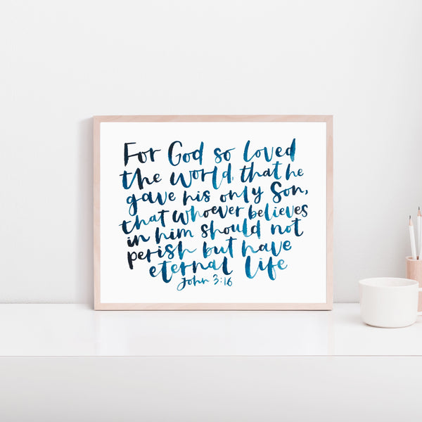 Load image into Gallery viewer, For God so loved the world - John 3:16 *Unframed* Hand Painted Print
