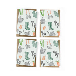 Set of Mini A7 Notecards With Gardening Illustrations