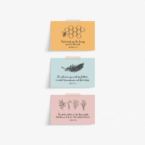 Set of 6 Colourful Bible Verse Postcards With Illustrations