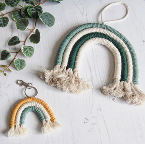 Handmade Macrame Rainbow Wall Hangings and Mini Keyrings