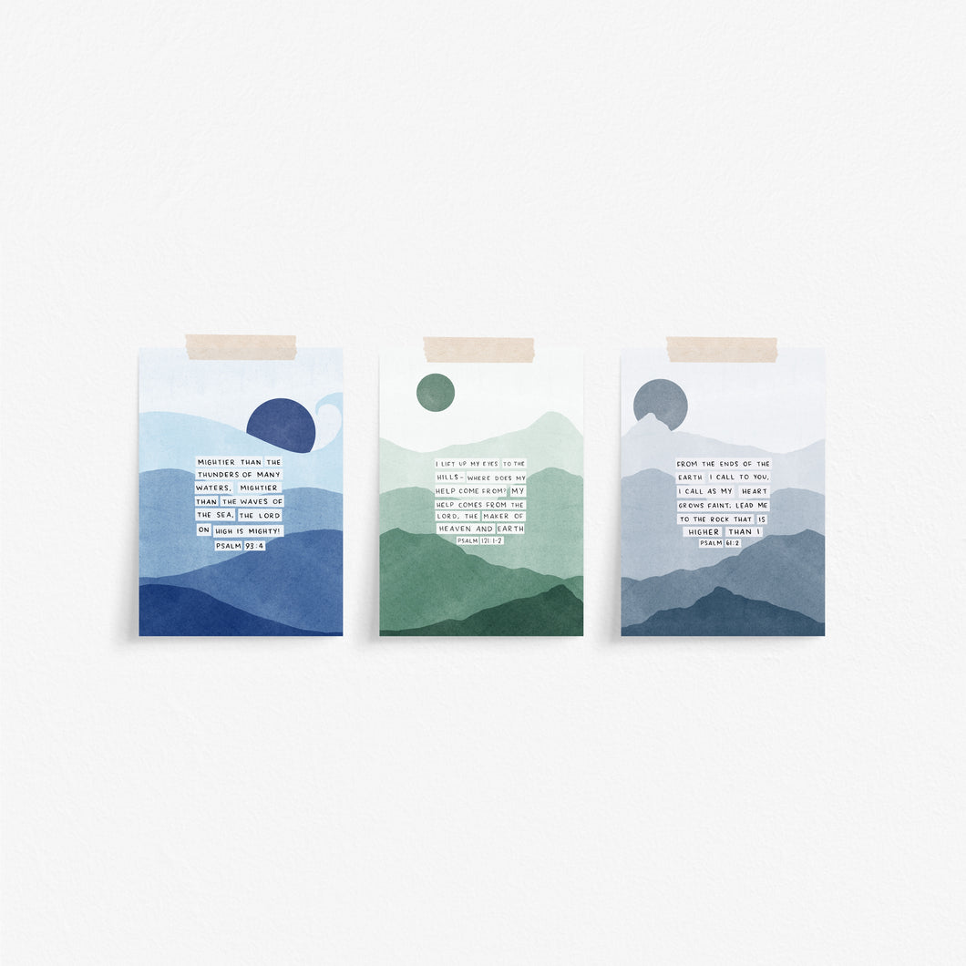 Set of 6 Psalm Postcards With Abstract Landscape Backgrounds