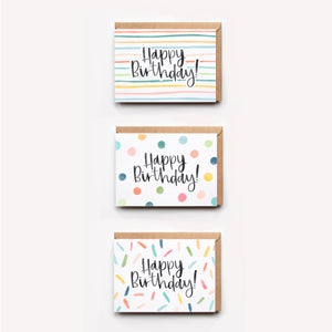 Set of 3 Colourful Happy Birthday Cards