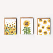 Set of 3 A6 notecards with Sunflower Illustrations