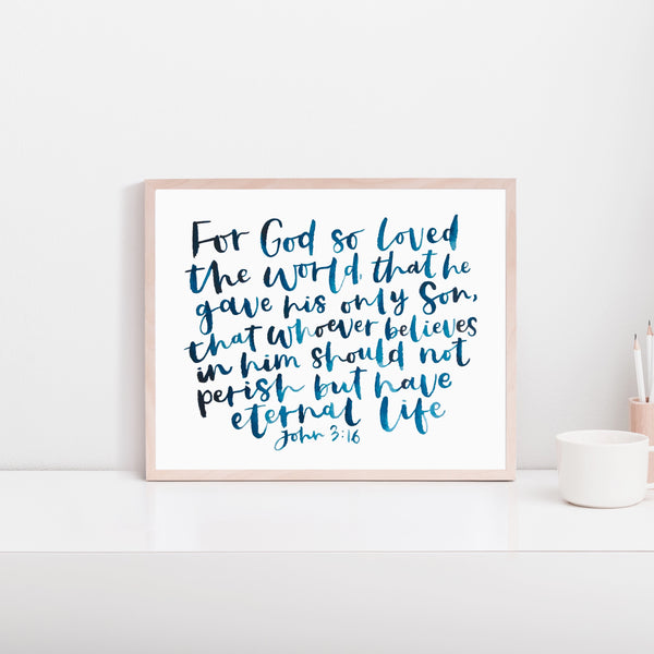 Load image into Gallery viewer, For God so loved the world - John 3:16 *Unframed* Hand Painted Print
